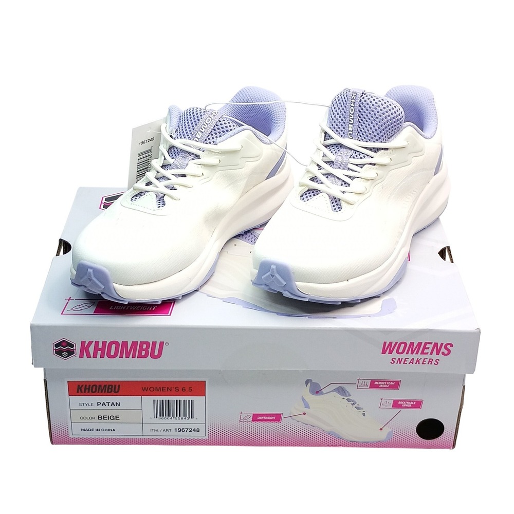 Khombu Patan Sneakers Women Size 6.5 Beige Lavender Lightweight Memory Foam